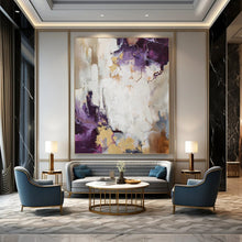Load image into Gallery viewer, “Purple - Gold Abstract Elegance” Abstract Painting on Canvas, Sophisticated Art DKH1009
