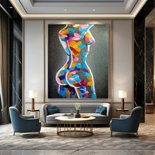 Load image into Gallery viewer, Colorful Abstract Female Body Art, Bold Palette Figurative Painting for Modern Bedroom &amp; Artistic Boudoir LargeART2188
