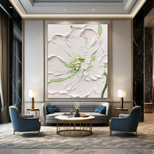 Load image into Gallery viewer, “Textured White Flower” - 3D Floral Art on Canvas DKH1398
