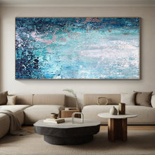 Load image into Gallery viewer, Hand - painted Large - scale Blue - Green Textured Abstract Acrylic Art for Coastal - Themed Bedrooms LargeART0074
