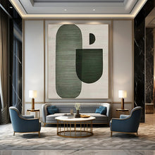 Load image into Gallery viewer, “Abstract Green Shapes” - Green, Grey Abstract Art on Canvas DKH1132
