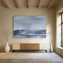Load image into Gallery viewer, Monochromatic Blue Abstract Seascape for Coastal Bedroom &amp; Relaxing Reading Nook DKH168
