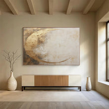 Load image into Gallery viewer, Golden Crescent Moon in Neutral Tones Abstract acrylic painting DLZ081
