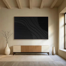 Load image into Gallery viewer, Wavy Black Textured Abstract Art for Modern Entryway &amp; Sophisticated Bar DKH098
