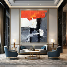 Load image into Gallery viewer, “Crimson Clash: Monochrome Drama” Abstract Painting on Canvas, Modern Office Accent DKH1058

