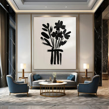 Load image into Gallery viewer, Minimalist Black - White Abstract Flower Art, Ideal for Contemporary Entryway &amp; Artistic Dining Area LargeART2042
