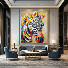 Load image into Gallery viewer, “Colorful Zebra Portrait” - Vibrant Animal Art on Canvas DKH1442
