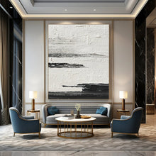 Load image into Gallery viewer, “Minimalist Shores” – Thin black lines, textured white, suggesting distant coasts DTP369
