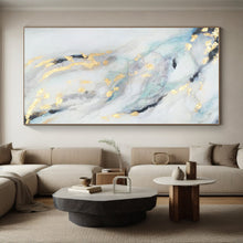 Load image into Gallery viewer, Large - Scale Blue - Gray - Gold Abstract Acrylic Art for Bedroom &amp; Luxury Hotel Room LargeART0428
