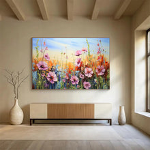 Load image into Gallery viewer, Wildflower Meadow “Colorful Cosmos” Painting on Canvas, Cheerful Floral Art DKH903
