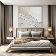 Load image into Gallery viewer, Large - Scale Hand - painted White Textured Lines Acrylic Art for Minimalist Galleries LargeART0172
