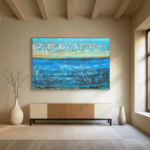 Load image into Gallery viewer, Hand - painted Large - sized Detailed Blue Sea with Bubbles Acrylic Art for Coastal - Themed Bedrooms LargeART1794

