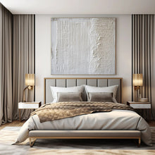 Load image into Gallery viewer, White Textured Abstract Lines, Suited for Minimalist Bedroom &amp; Contemporary Art Space LargeART1483
