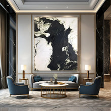 Load image into Gallery viewer, “Black - White Textured Contrast” Abstract Painting on Canvas, Industrial Living Room Decor DKH1047
