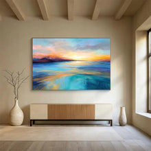 Load image into Gallery viewer, Vibrant Sunset Over the Ocean Abstract acrylic painting DLZ069

