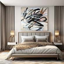 Load image into Gallery viewer, Black Brushstroke Abstract Painting, Perfect for Minimalist Office &amp; Edgy Hallway LargeART1325
