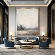 Load image into Gallery viewer, Gray - Beige Abstract Misty Lake Scene, Ideal for Rustic Cabin Living Room &amp; Calming Bedroom LargeART2058
