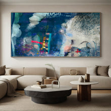 Load image into Gallery viewer, Hand - painted Oversized Blue - Toned Mixed Media Abstract Acrylic Art for Coastal - Inspired Studies LargeART0095
