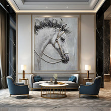 Load image into Gallery viewer, Realistic - Style Abstract Painting, Textured Horse Art for Equestrian Club &amp; Traditional Living Room LargeART2179
