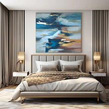 Load image into Gallery viewer, Blue - Gold Abstract Waterscape Acrylic Art, Suited for Home Office &amp; Spa LargeART1006
