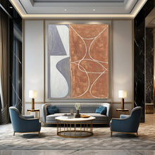 Load image into Gallery viewer, “Dual - Toned Geometric Flow” - Grey, Brown, White Abstract Art on Canvas DKH1138
