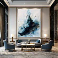 Load image into Gallery viewer, Delicate Black &amp; Blue Abstract Art, Fit for Minimalist Bedroom &amp; Artistic Study LargeART2306
