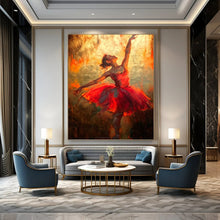 Load image into Gallery viewer, “Ballerina in Fiery Red” - Impressionistic Ballet Art on Canvas DKH1639
