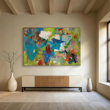 Load image into Gallery viewer, “Green and Blue Abstract Energy” - Dynamic Abstract Acrylic, Great for Fitness Studio and Living Room DLZ237
