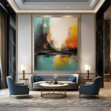 Load image into Gallery viewer, “Vibrant Urban Abstraction” Abstract Cityscape Painting on Canvas, Energetic Metropolitan Art DKH928
