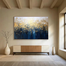 Load image into Gallery viewer, Golden Forest Canopy on Blue Abstract acrylic painting DLZ048
