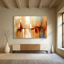 Load image into Gallery viewer, Warm - Toned Abstract Cityscape Painting for Retro - Style Living Room &amp; Urban Café DKH278
