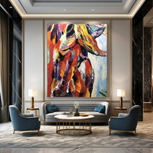 Load image into Gallery viewer, “Colorful Textured Horse Portrait” - Multicolor Abstract Art on Canvas DKH1272
