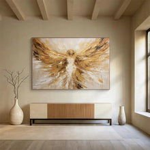Load image into Gallery viewer, Golden Angel with Outstretched Wings Abstract acrylic painting DLZ082

