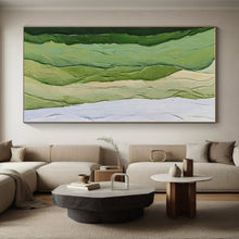 Load image into Gallery viewer, Green and White Textured Stripes Acrylic Art - Ideal for Botanical - themed Study &amp; Minimalist Living Room LargeART0634
