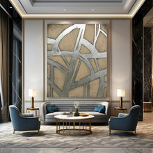 Load image into Gallery viewer, Silver &amp; Beige Abstract Art, Ideal for Modern Loft &amp; Sophisticated Office LargeART2328
