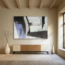 Load image into Gallery viewer, Black - White - Purple Abstract “Ink Flow” Painting on Canvas, Minimalist Zen Art DKH852

