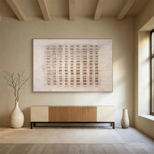 Load image into Gallery viewer, Beige &amp; Brown Textured Grid Abstract Art - Ideal for Minimalist Home Office &amp; Artistic Studio DKH050
