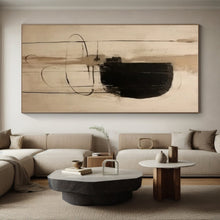 Load image into Gallery viewer, Large - Format Minimalist Black - Beige Abstract Art for Contemporary Gallery &amp; Calm Study LargeART0526
