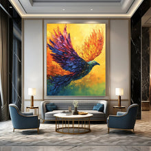 Load image into Gallery viewer, “Colorful Flying Phoenix” - Expressive Bird Art on Canvas DKH1656
