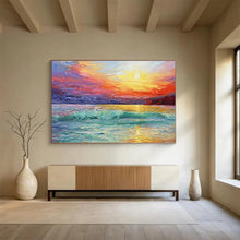 Load image into Gallery viewer, Seaside Sunset “Vibrant Horizon” Painting on Canvas, Luminous Maritime Art DKH892
