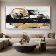 Load image into Gallery viewer, Huge Dynamic Black - Gold Abstract Acrylic for Stylish Home Office LargeART0278
