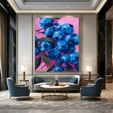 Load image into Gallery viewer, Vivid Blueberries on Pink Abstract Painting, Ideal for Modern Kitchen &amp; Dining Room LargeART2013
