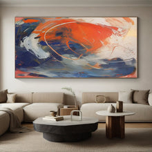 Load image into Gallery viewer, Orange - Blue - White Swirl Art for Energetic Game Room &amp; Creative Studio LargeART0843
