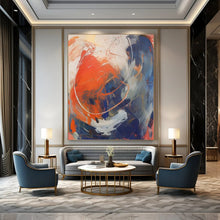 Load image into Gallery viewer, “Dynamic Orange and Blue Swirls” – Energetic Abstract with Bold Color Movement DTP133
