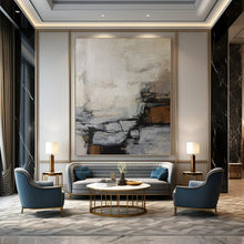 Load image into Gallery viewer, “Neutral Tones Abstract Composition” Abstract Painting on Canvas, Minimalist Decor DKH1007
