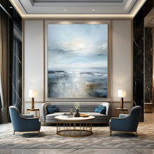 Load image into Gallery viewer, “Seascape Hush” – Blue &amp; Gray Coastal Abstract Acrylic with Soft Textures DTP059
