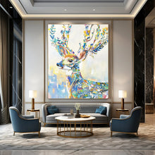 Load image into Gallery viewer, Whimsical Abstract Floral Deer, Vibrant Color - Blended Art for Children’s Playroom &amp; Boho - Chic Nursery LargeART2209
