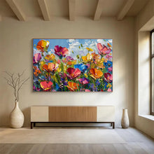 Load image into Gallery viewer, Color - Burst “Wildflower Meadow Joy” Painting on Canvas, Lively Floral Artwork DKH797
