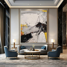 Load image into Gallery viewer, “Dynamic Dissonance” – Black, White, Yellow &amp; Red Abstract Acrylic DTP054
