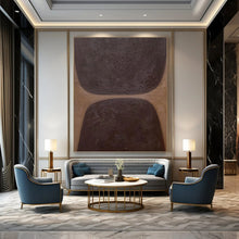 Load image into Gallery viewer, “Dual Dark Textured Shapes” - Brown Abstract Art on Canvas DKH1169
